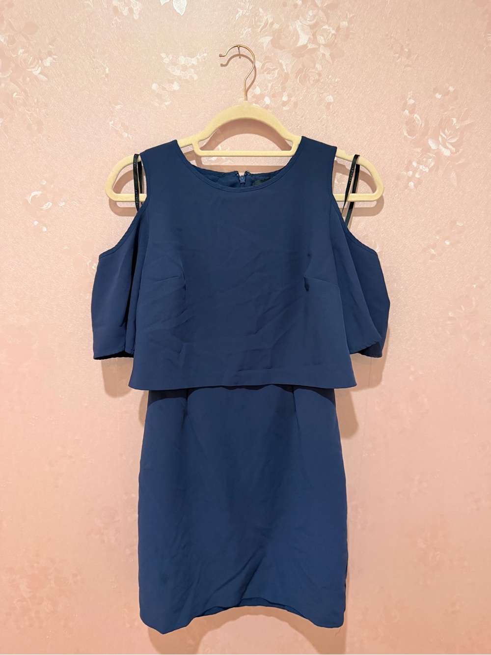 Laundry By Shelli Segal Navy Cold-Shoulder Cocktail Dress